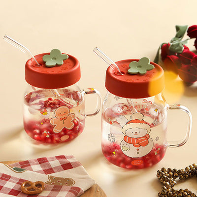 Christmas Graduated Glass Straw Cup - HGHOM