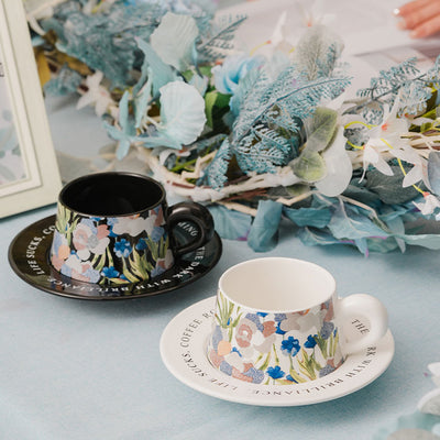 Iris Ceramic Coffee Cup and Saucer - HGHOM