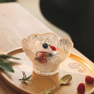 Petal Embossed Glass Dessert Bowl - HGHOM