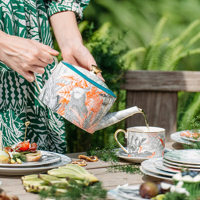 Rainforest Bone China Afternoon Tea Set with intricately designed teacup and saucer