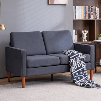 2-SEATER DARK GRAY SOLID WOOD FABRIC SOFA - HGHOM