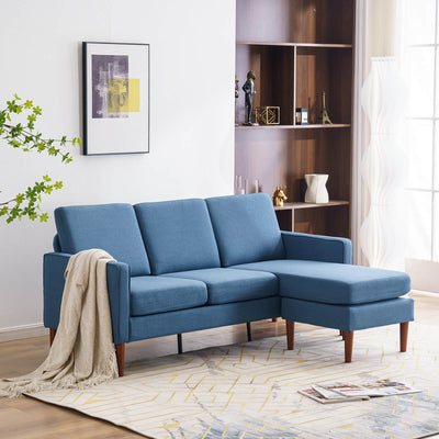 3-SEATER BLUE FABRIC SOFAPEDAL - HGHOM