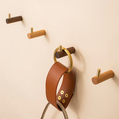 Black Walnut Brass Coat Hook