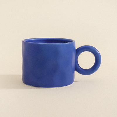 HANDMADE CIRCLE HANDLE CERAMIC MUG 