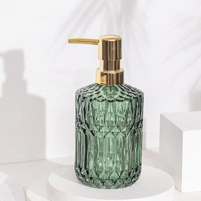 Green Embossed Glass Soap Dispenser - HGHOM