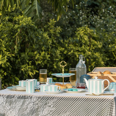 Blue White Stripes Coffee Tea Cup Set - HGHOM