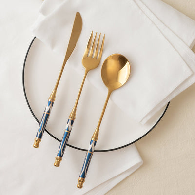 Ceramic Handle Gold Flatware Three Set - HGHOM