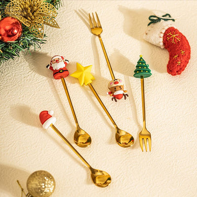 CHRISTMAS DESSERT FORK & SPOON SET - HGHOM