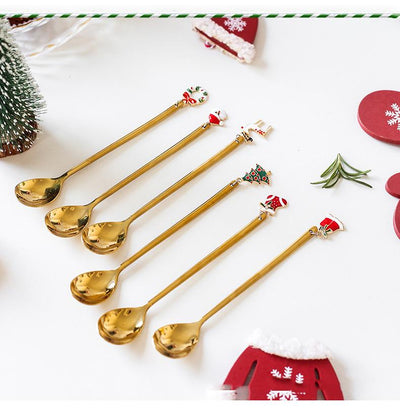 Christmas Dessert Spoon Six Set - HGHOM