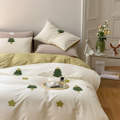 COTTON BRUSHED CHRISTMAS TREE BEDDING SET - HGHOM