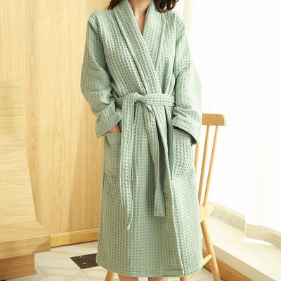 Cotton Waffle Absorbent Bathrobe - HGHOM