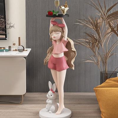 Cute Rabbit and Girl Floor Ornament - HGHOM