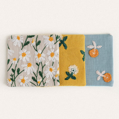 Embroidered Daisy Coaster 3 Pcs Set - HGHOM