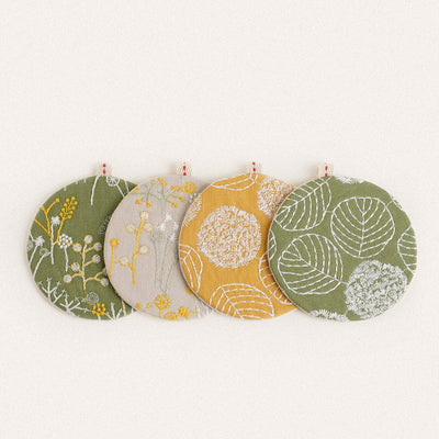 Embroidered Round Coasters 4 Pcs Set - HGHOM