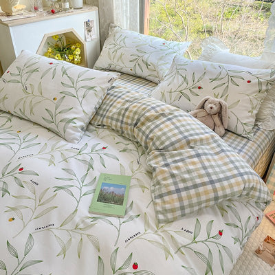 Floral Pattern Cotton Bedding Four-Piece Set - HGHOM