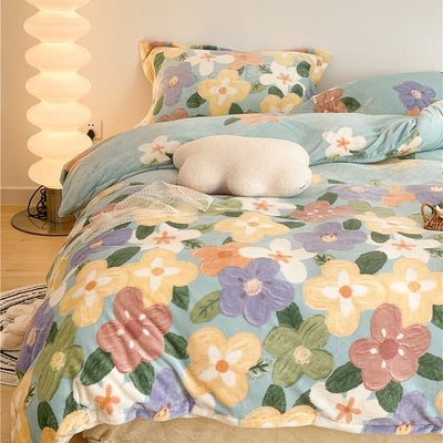 Flower Milk Silk Bedding Set - HGHOM