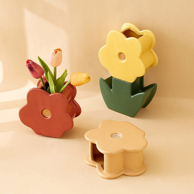 Flower Shape Ceramic Vase - HGHOM