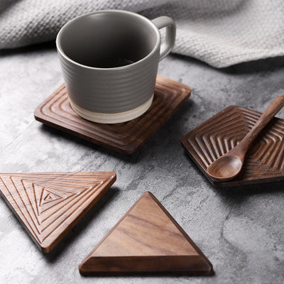 Geometric Walnut Coaster - HGHOM