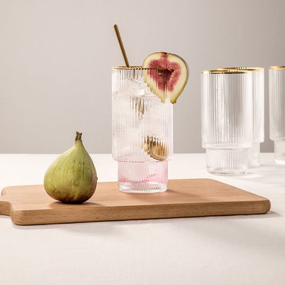 Gold Border Vertical Glass Cup Set - HGHOM