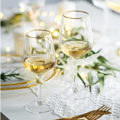 Gold Rim Crystal Glass Stemware - HGHOM