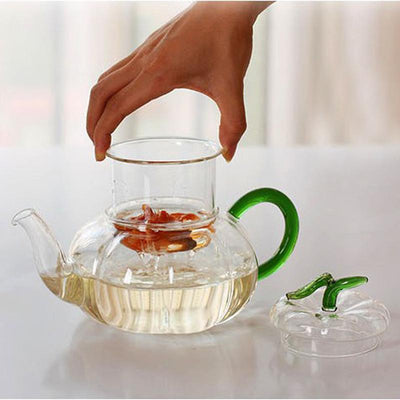 Green Leaf Pumpkin Striped Teapot - HGHOM