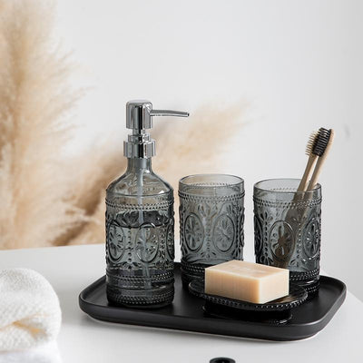 Grey Glass Bath Cup Set - HGHOM