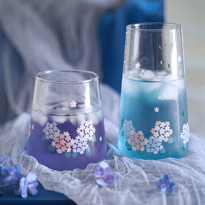 Hydrangea Pattern Glass Cup - HGHOM