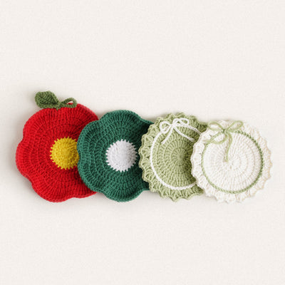 Knitted Flower Coaster 4 Pcs Set - HGHOM