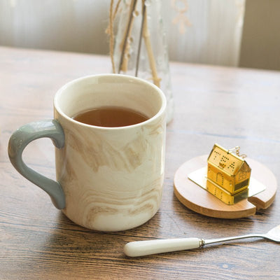 Marble Pattern Mug with Lid Spoon - HGHOM