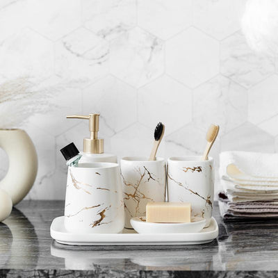 Marbling Bathroon Accessories Set - HGHOM