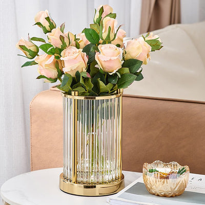 Metal Crystal Glass Vase - HGHOM