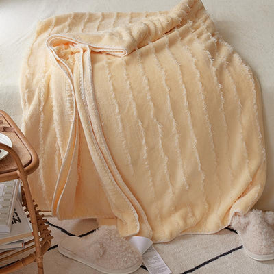 MILK SILK BLANKET WITH FRINGED EDGES - HGHOM