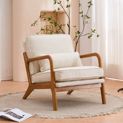 OFF-WHITE OAK FRAME LOUNGE CHAIR - HGHOM