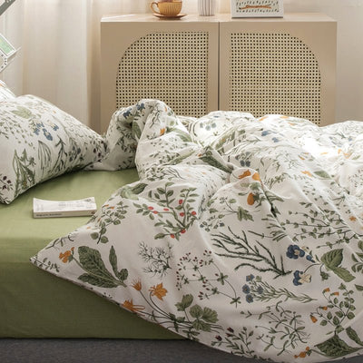 Plant Printing Cotton Bedding - HGHOM