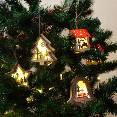 Red Roof House Light Ornament Set - HGHOM