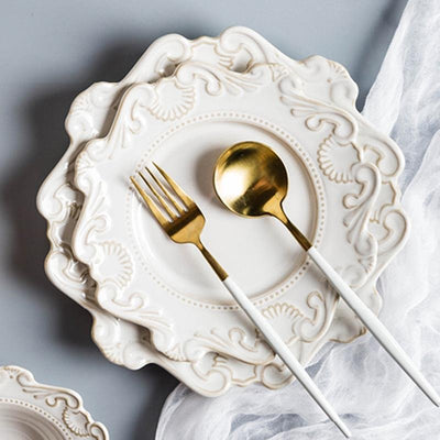 Retro Embossed Dinner Plate - HGHOM