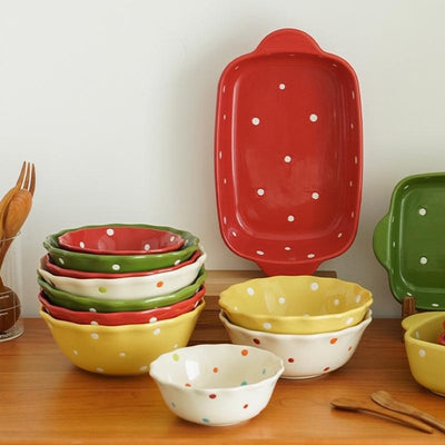 Retro Wave Dot Ceramic Bakeware - HGHOM