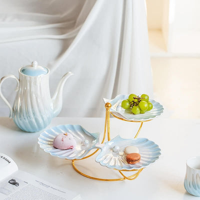 Shell Pearl Ceramic Dessert Stand - HGHOM