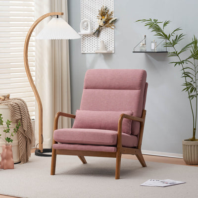 SOLID WOOD PINK SIMPLE LEISURE SINGLE SOFA - HGHOM