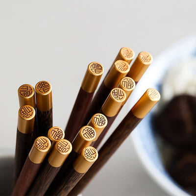 SPRING FESTIVAL SOLID WOOD METAL CHOPSTICKS - HGHOM