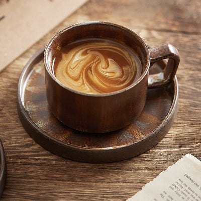 Stone Terracotta Coffee Cup and Saucer - HGHOM