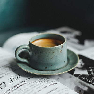 Stoneware Simple Coffee Cup & Saucer - HGHOM