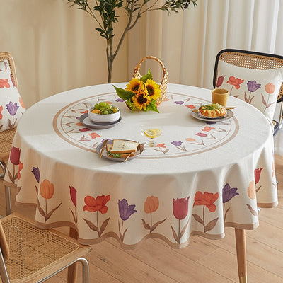 Tulip Print Round Tablecloth - HGHOM