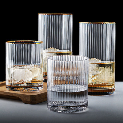 Vertical Striped Gold Rim Glass - HGHOM