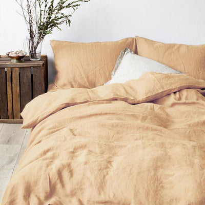 WASHED LINEN BEDDING SET-APRICOT - HGHOM