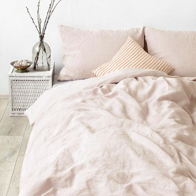 WASHED LINEN BEDDING SET-BABY PINK - HGHOM