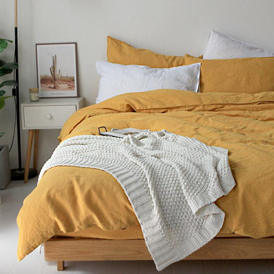 WASHED LINEN BEDDING SET- CARROT ORANGE - HGHOM