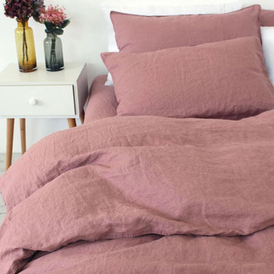 WASHED LINEN BEDDING SET-DARK TERRA COTTA - HGHOM