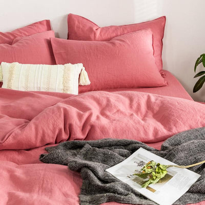 WASHED LINEN BEDDING SET-PINK BLUSH - HGHOM