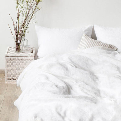 WASHED LINEN BEDDING SET-WHITE - HGHOM